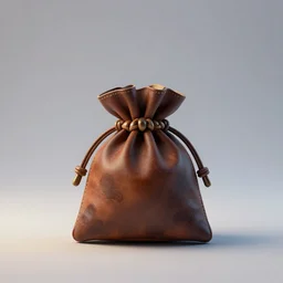 a small leather bag, fantasy, blank background, studio lighting, by greg rutkowski, digital art