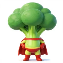 A cartoon superhero looking like a broccoli