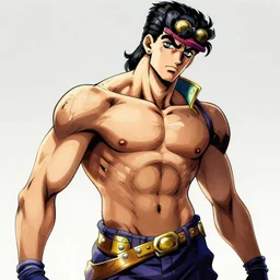 henry cavill, strong upper body, as jonathan of jojo bizarre adventures anime, very realistic, highly detailed, digital illustration