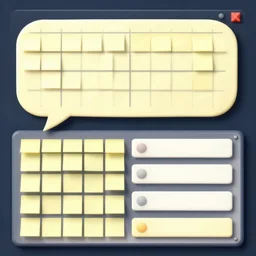 a game's gui made entirely out of sticky notes. A diologue box, and an options screen.