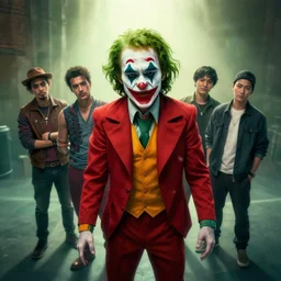 Every joker ever, Darek Zabrocki, Karlkka, Jayison Devadas, Phuoc Quan, trending on Artstation, 8K, ultra wide angle, pincushion lens effect