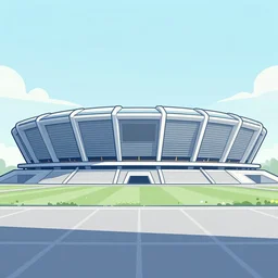side view of a futuristic stadium, clean simplified cartoony, artstation, style of james gilleard