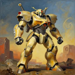 combat mecha by gerald brom, fernando botero