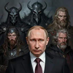 vladimir putin, gothmog lieutenant of morgul, macabre by donato giancola and greg rutkowski and wayne barlow and zdzisław beksinski, realistic face, digital art