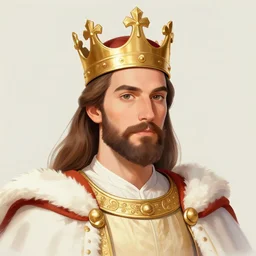 a beautiful artwork illustration, concept art sketch of a portrait of a king, volumetric fog, godrays, high contrast, high contrast, high contrast, vibrant colors, vivid colors, high saturation, by Greg Rutkowski and Jesper Ejsing and Raymond Swanland, featured on artstation, wide angle, vertical orientation
