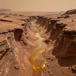 Oceans of high glucose corn syrup ooze through the canyons on Mars