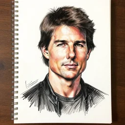 a portrait drawing of Tom Cruise drawn by Robert Crumb