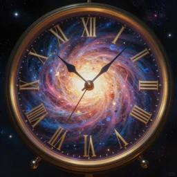 the universe, in the face of a clock. concept art, trending on art station.