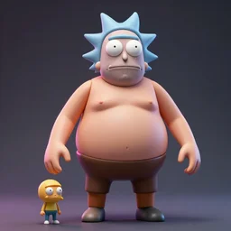 hyperrealistic 3 d rendering, fat smooth cronenberg flesh monster rick and morty, product photography, action figure, sofubi, studio lighting, colored gels, shallow dof, macro lens