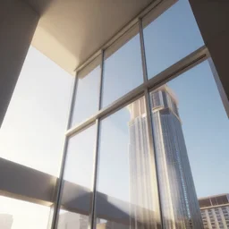 las vegas penthouse, ceiling to floor windows, morning light, dramatic, unreal render, award winning photograph