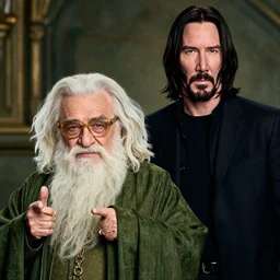 Movie poster with Danny DeVito as Albus Dumbledore and Keanu Reeves as Severus Snape and Snoop Dog as Harry Potter
