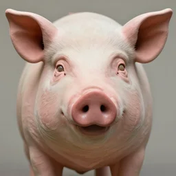 realistic photo of a pig human hybrid, pig with human face, human eyes, human lips, sharp focus, kate clark's sculptures