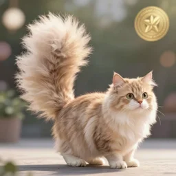 a huge fluffy tail attached to a cute cat pixiv bokeh high quality 8k award winning photograph