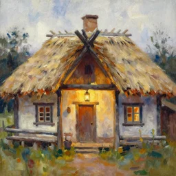 bold paint brush strokes, abstract watercolor painting of rustic village house, interior closeup, medieval straw roof, scandinavian viking age, ambient lantern lighting, art by hans dahl, by jesper ejsing, art by anders zorn, wonderful masterpiece by greg rutkowski, cinematic light, american romanticism by greg manchess, impressionism by tyler edlin