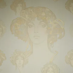 a lot of bones patterns morphing in a beautiful girls face, art nouveau wallpaper, film still by wes anderson, depicted by balthus, limited color palette, very intricate, art nouveau, highly detailed, lights by hopper, soft pastel colors, minimalist