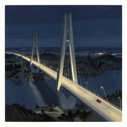 night scene of future bridge illustrated by arai yoshimune