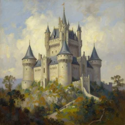 greg manchess oil matte painting a beautiful painting of a singular castle, by greg rutkowski and thomas kinkade, trending on artstation