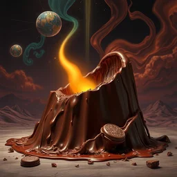impossible chocolate by beeple, artgerm, salvador dali, bernie wrightson, bruce pennington, frank, stella, alena aenami, angus mckie, alex grey, don bluth, akira toriyama, chris moore, arthur adams, andre masson, dr. suess, brian despain. symbolism, surrealism, artstation, 4 k, detailed, hd