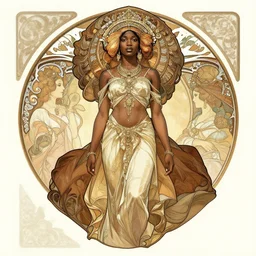black african princess, symmetric, highly detailed, concept art, intricate, sharp focus, illustration, rutkowski, artgerm, alphonse mucha, carl spitzweg