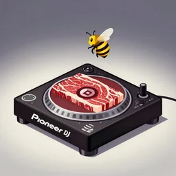 pioneer CDJ-2000 made of ground beef, in the style of beeple, orthographic image, gradient background