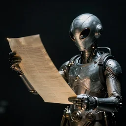 photograph of et the extra terrestrial holding a very long piece of paper, cinematic lighting, cinematic shot