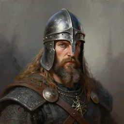 a portrait painting of a viking warrior wearing a helmet, digital painting, hyper realistic, nordic mythology, full of details, in the style if greg rutkowski,