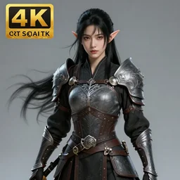 fantasy young beautiful elf warrior with black hair , made by Stanley Artgerm Lau, WLOP, Rossdraws, ArtStation, CGSociety, concept art, cgsociety, octane render, trending on artstation, artstationHD, artstationHQ, unreal engine, 4k, 8k,