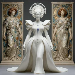 futuristic queen of jupiter by zdzisław beksinski, iris van herpen!!!, raymond swanland and alphonse mucha. highly detailed!, hyper - real, beautiful!