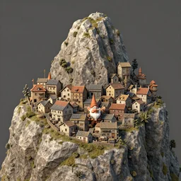 dwarf - village built into a mountain, lowbrow, matte painting, 3 d highly detailed, in the style of mark ryden,