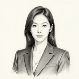 ink drawing portrait of a woman in suit by kim jung gi