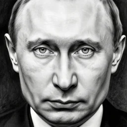 vladimir putin, beautiful piercing eyes, realistic face, black and white drawing, in the style of greg rutkowski, fantasy, amazing detail, epic, intricate, elegant, smooth, sharp focus