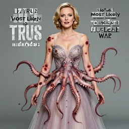 a yearbook photograph of liz truss prom queen infected with a deadly squid pox, she has broken out in tentacles and weeping sores. she is voted most likely to initiate nuclear war. her name is liz truss