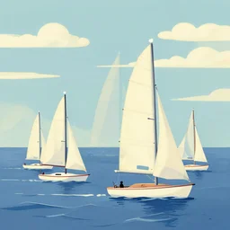 sailboats in a pointalist style