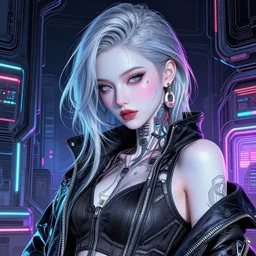 the portrait of an absurdly beautiful, graceful, sophisticated, fashionable cyberpunk gravure idol, an ultrafine hyperdetailed illustration by kim jung gi, irakli nadar, matt wisniewski, intricate linework, neon wiring, porcelain skin, unreal engine 5 highly rendered, global illumination, radiant light, detailed and intricate environment