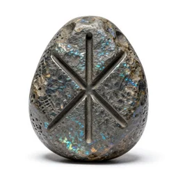 iridescent rune stones, high detail macro photography, isolated on a pure white background, centered, entire object in frame, sharp focus, soft studio lighting