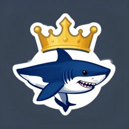 a logo with a crown and a shark