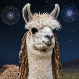 llama with dreadlocks, beautiful space, by mandy jurgens, ernst haeckel, james jean