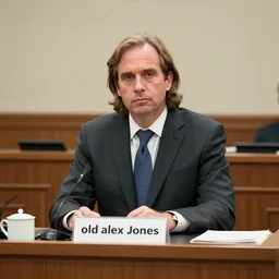 old alex jones on the stand in court by lisa frank, realistic, 8k, small picture of roger stone in the bottom right