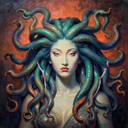 a beautiful painting lovely 3 d medusa, by ukiyo - e award - winning art, andy warhol color, dramatic light, unreal engine