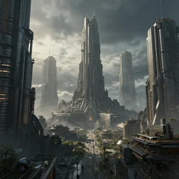 futuristic post apocalyptic city, dystopia, 4 k