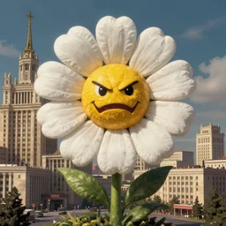colossal grotesque Beelzebub flower made from angry smiles in the middle of post soviet constructivist cityscape, Stalinist architecture, ultradetailed, Intricate by Hayao Miyazaki and Josan Gonzalez and Makoto Shinkai and Giuseppe Arcimboldo and MC Esher and Wes Anderson
