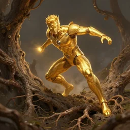 suddenly the golden prince attacked by roots, artstation