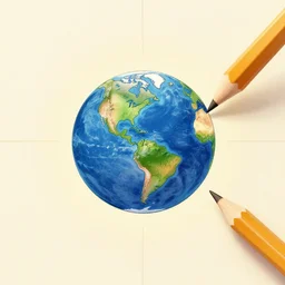 the earth in center, pencil, trending on artstation, cgsociety