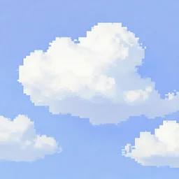 puffy clouds sky sparse pixelated game background