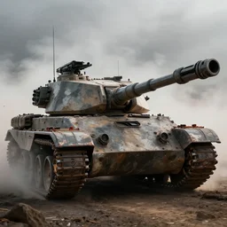 sci fi battle tank, battle, fog, highly detailed, cinematic, dramatic lighting, 8 k