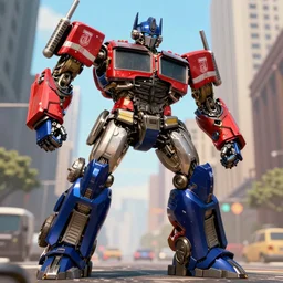 magneto fighting optimus prime in a city