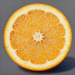 hyperrealistic painting of orange slice, by dennis wojtkiewicz