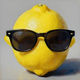 lemon with dark glasses masterpiece painting by salvador dali,