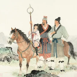 romance of three kingdoms chinese water color painting