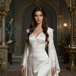 high fantasy female wizard in white silk robe, nicoletta ceccoli, mark ryden, lostfish, max fleischer, depth of field, detailed and intricate retro environment, 8 k resolution, hyperrealistic, octane render